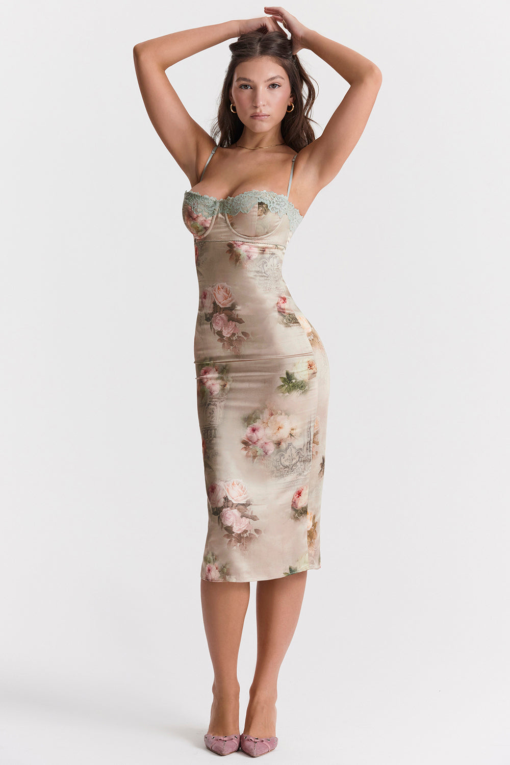 Vintage midi dress with flowers