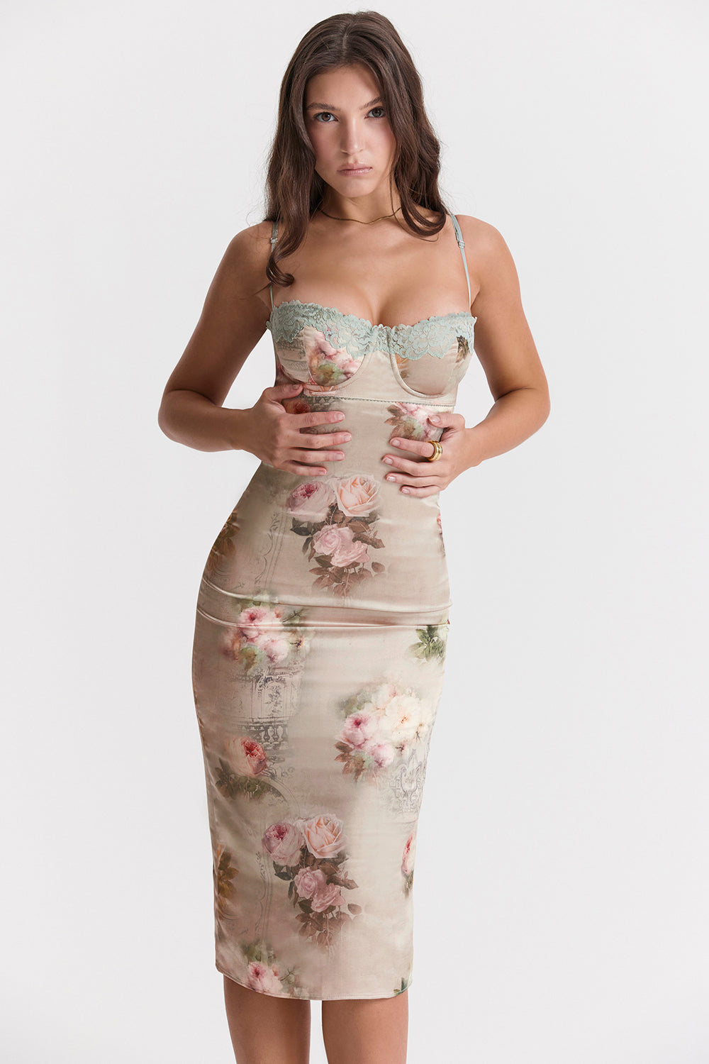 Vintage midi dress with flowers