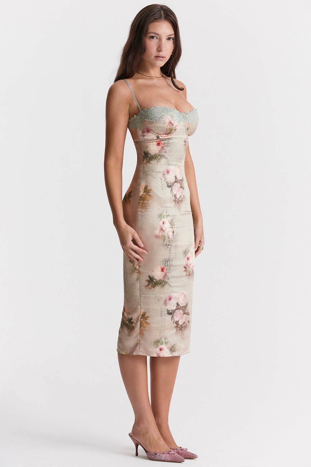 Vintage midi dress with flowers