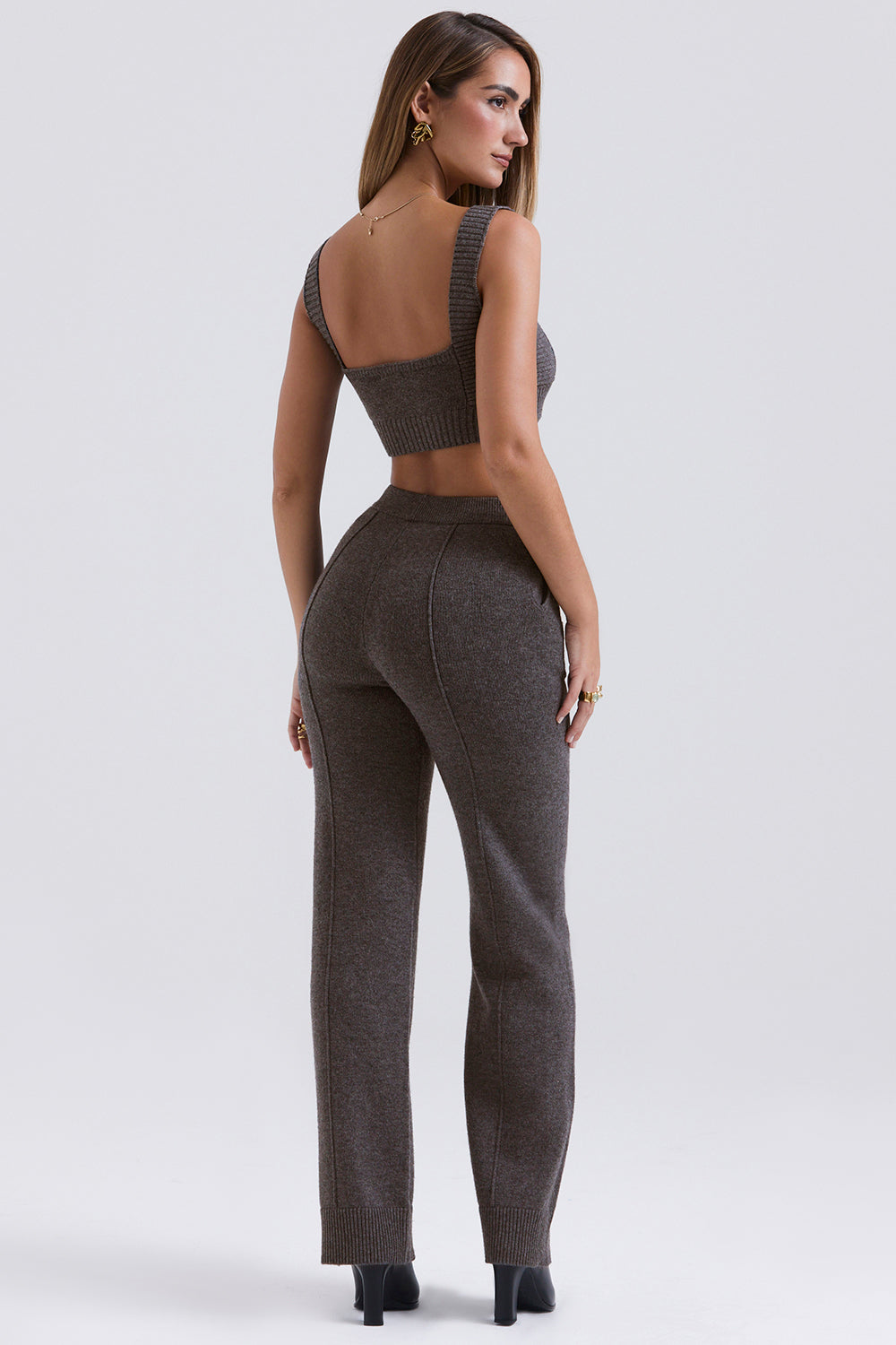 Anthracite colored cashmere mix bralette with pants